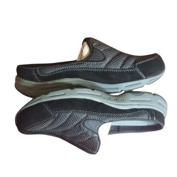 Easy Spirit Traveltime Black Suede Textile Mules Clogs 9WW - Picture 8 of 14